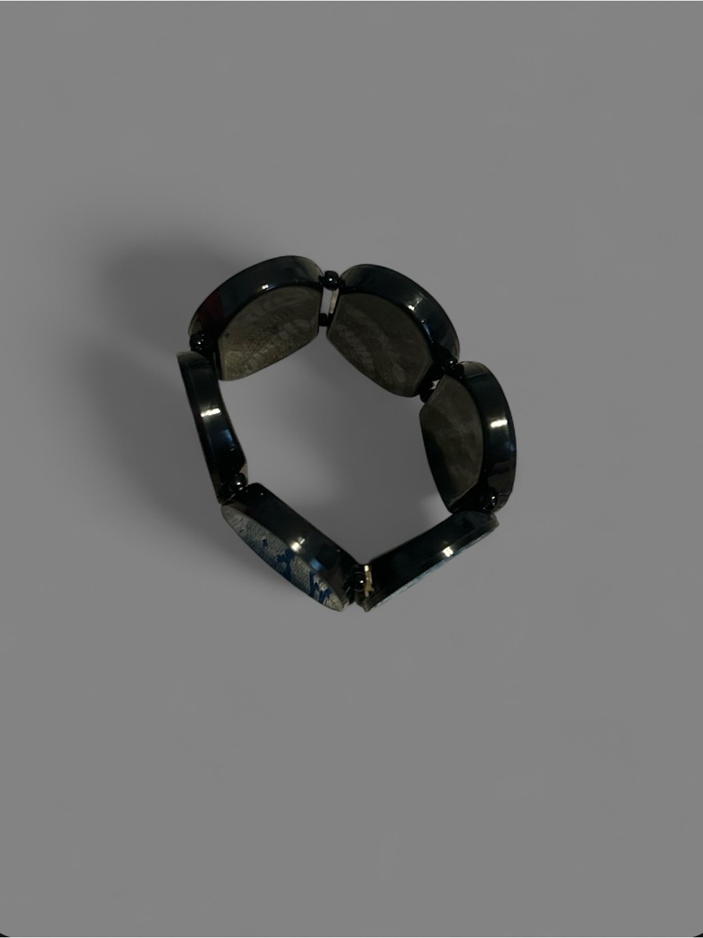 Vintage Y2K Blue Enamel Panel Stretch Bracelet
